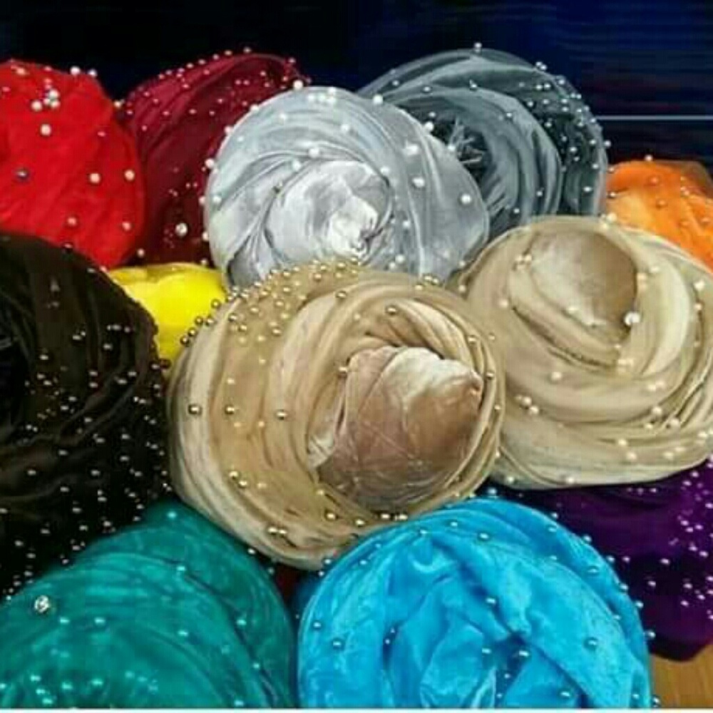 Colorful Velvet  Beaded Headwrap